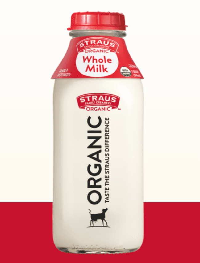 Straus Organic Whole Milk in Glass