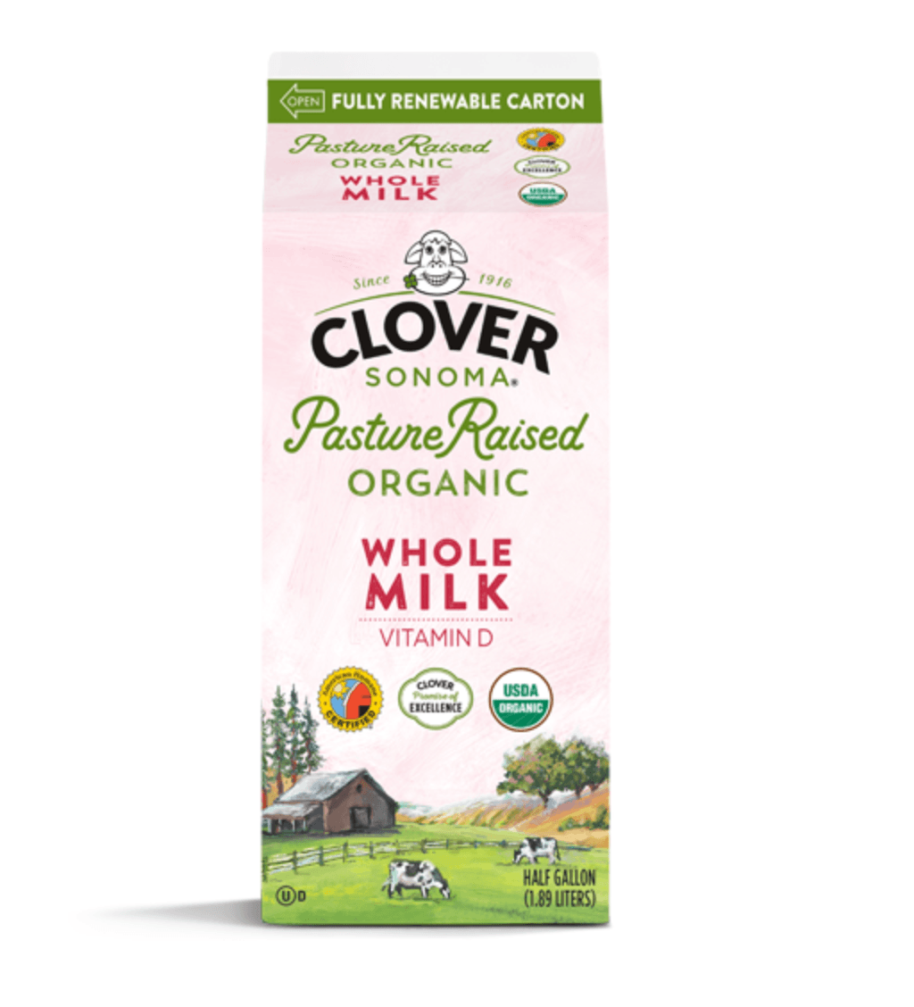 Clover Organic Whole Milk in Half Gallon Carton