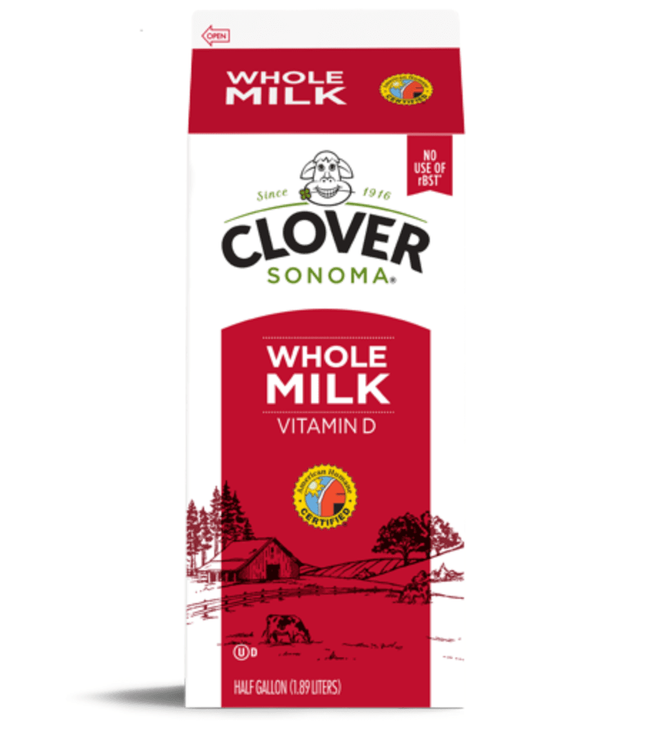 Clover Whole Milk in Half Gallon Carton